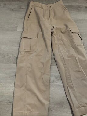 Theory Beige Wide-Leg Cargo Pants